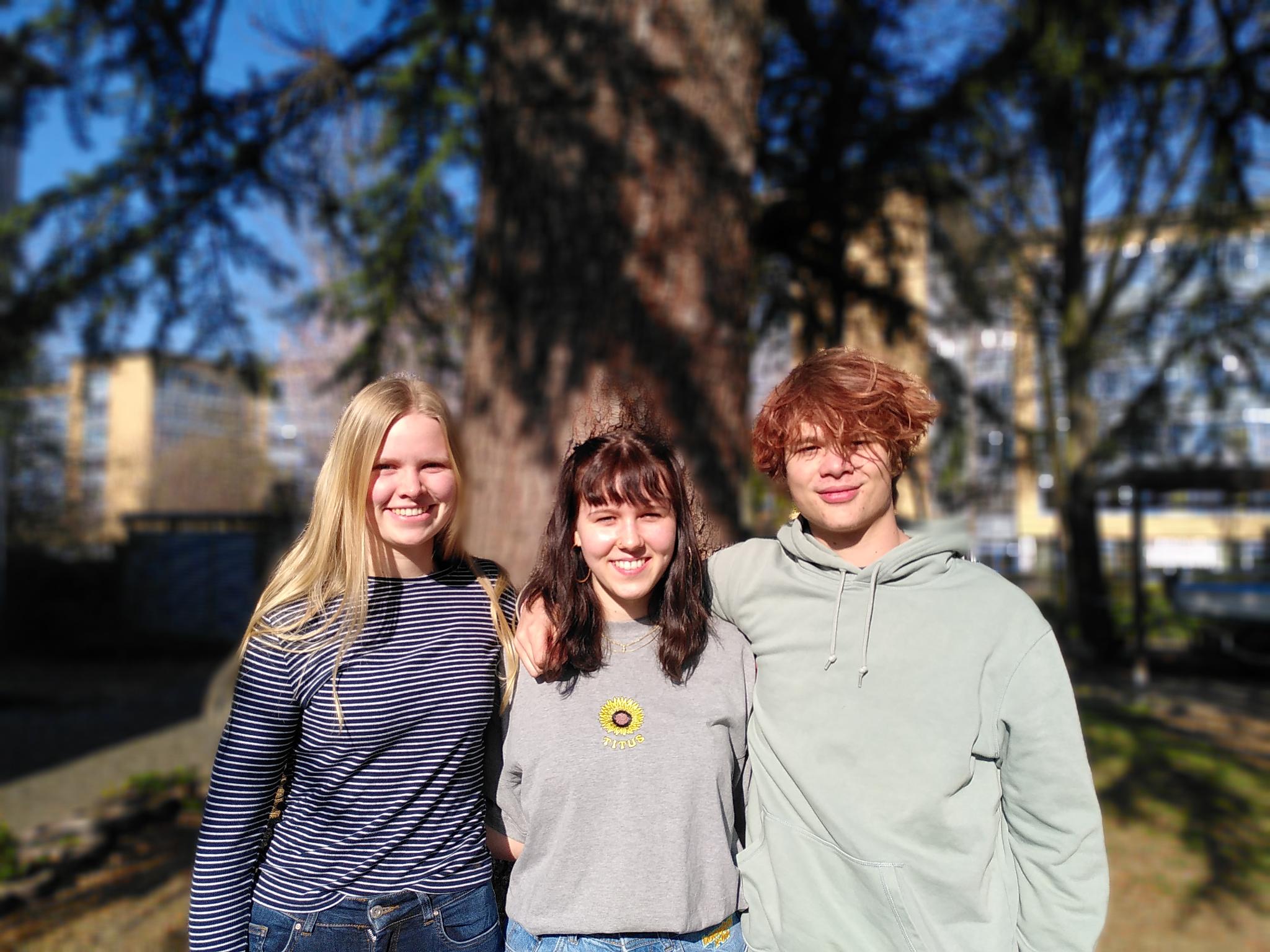 Unsere neuen Freiwilligen, von links nach rechts: Lina, Willa und Till